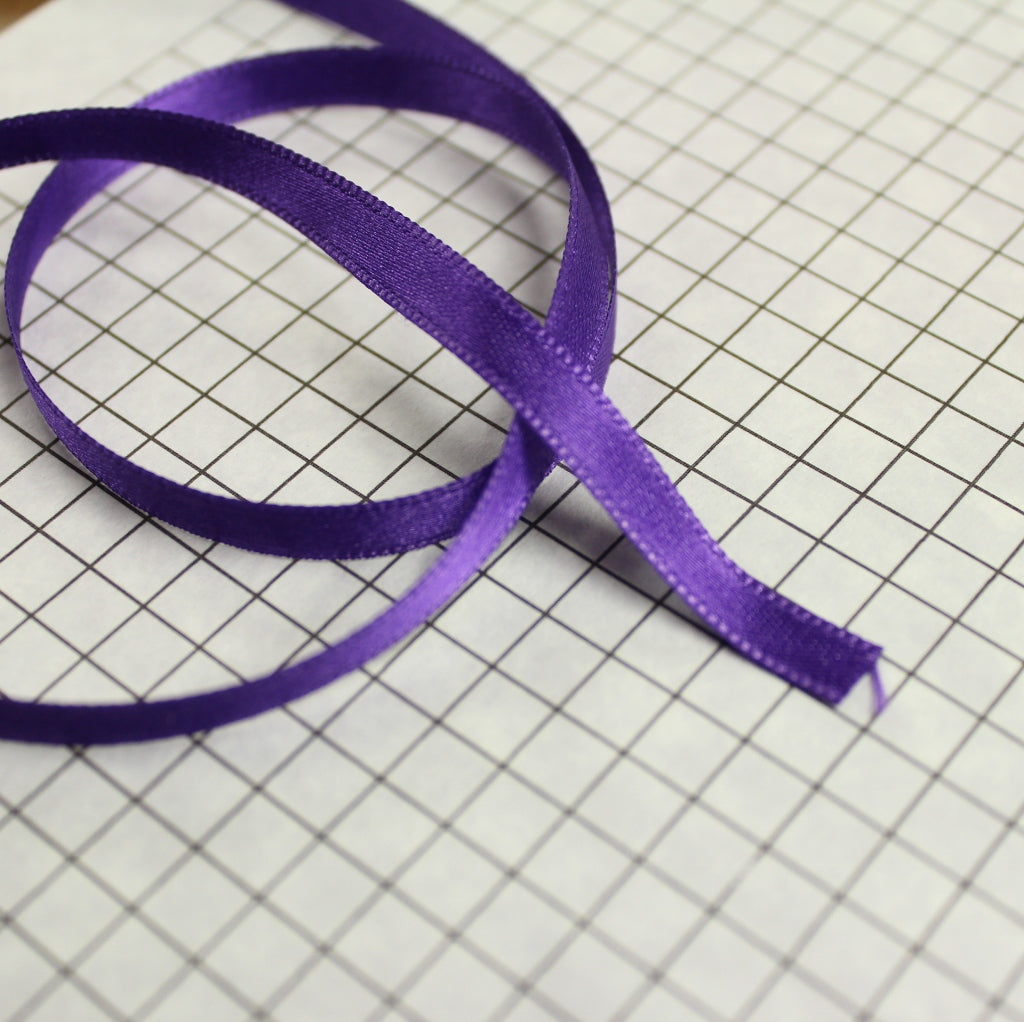 100% Polyester Double Sided Satin Ribbon, 6mm Purple (1/4 inch)