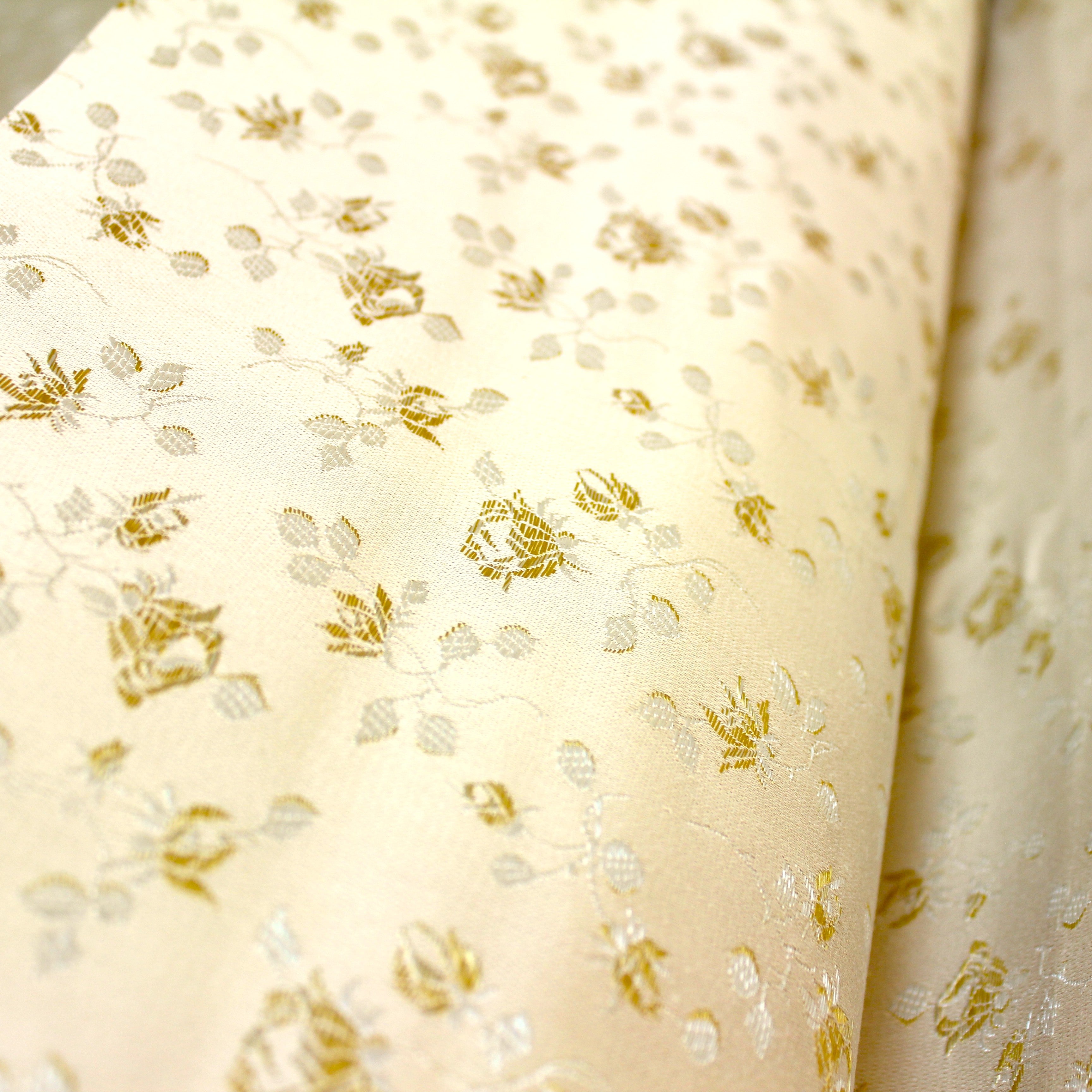 Brocade coutil, rose pattern, beige 56 inch wide