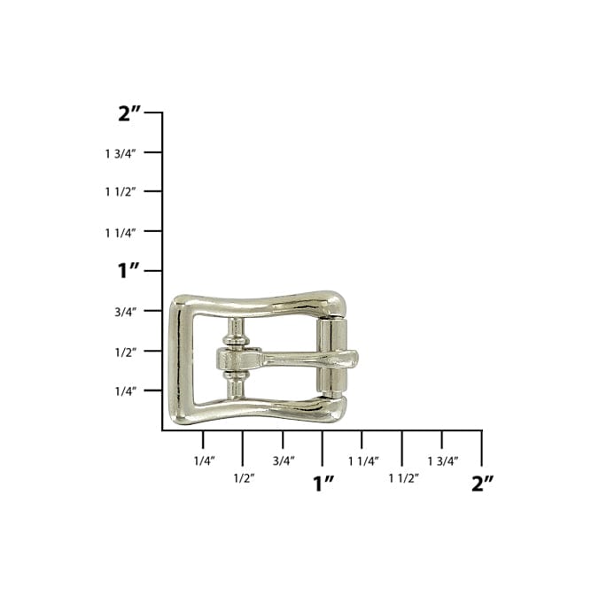 Buckle, molded with roller, nickel 1/2 inch (13mm)