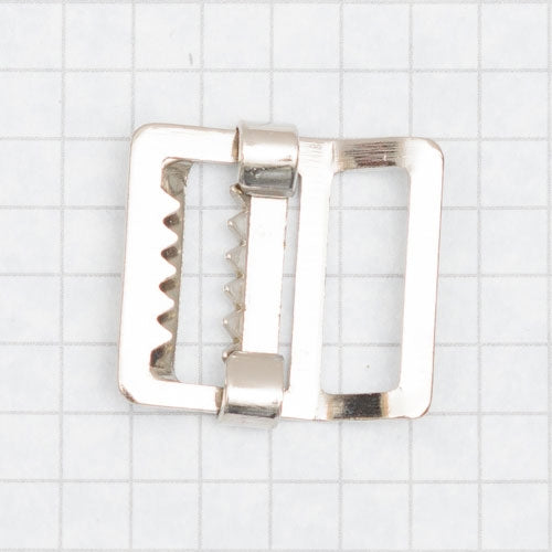 Buckle, slider style w. teeth, nickel 19mm (3/4 inch)