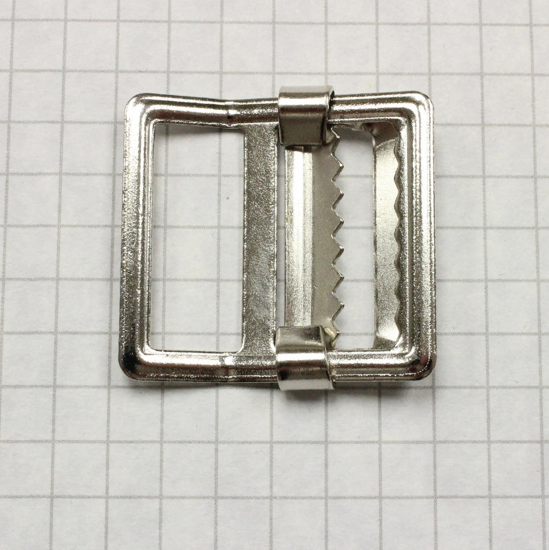 Buckle, slider style w. teeth, nickel 1"