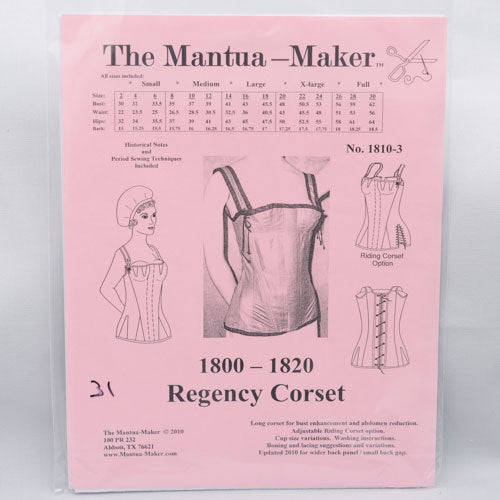 Instructions for Regency Corset Pattern 1800 -1820