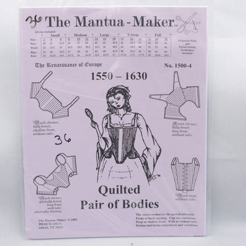 Instructions for The Mantua Maker Elizabethan Corset Pattern