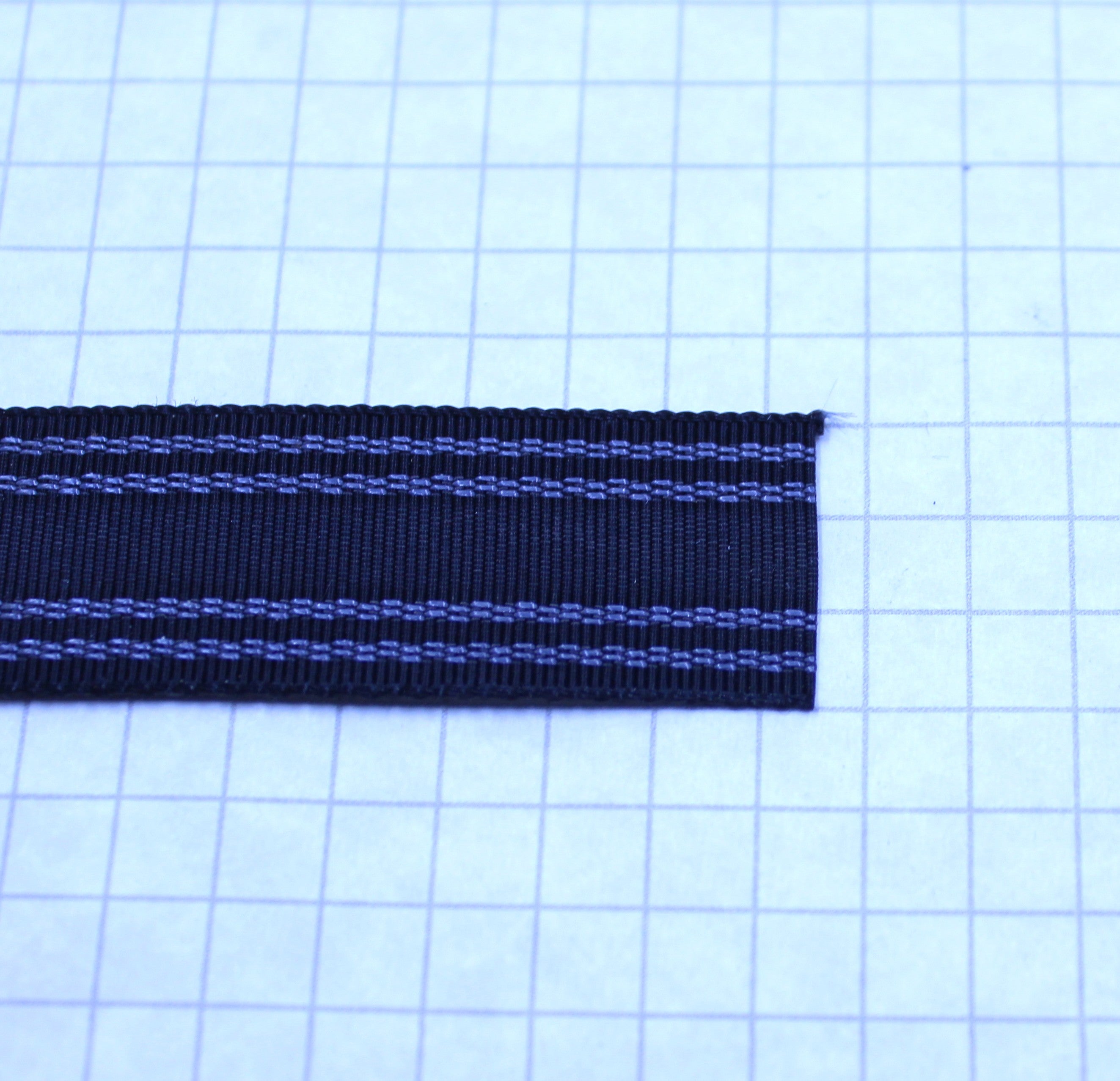 19mm black Petersham belting with blue stitched trim