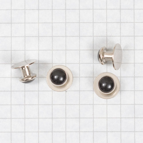 Shirt studs, round - black with silver rims