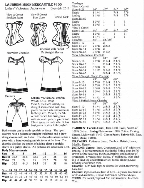 Pattern, Victorian underwear (2 corsets)