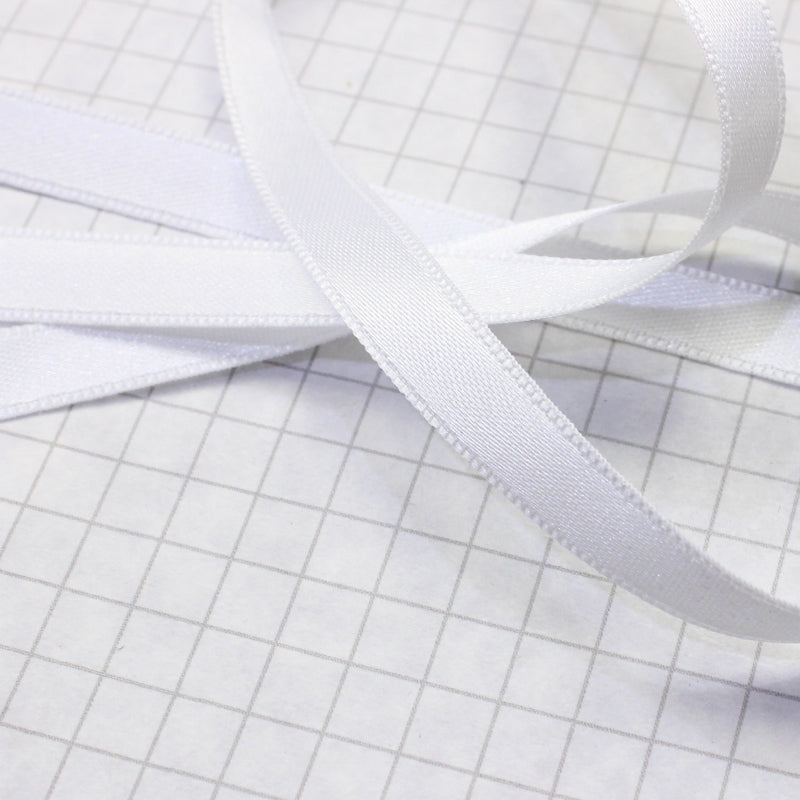 100% Polyester Double Sided Satin Ribbon, 6mm white (1/4 inch)