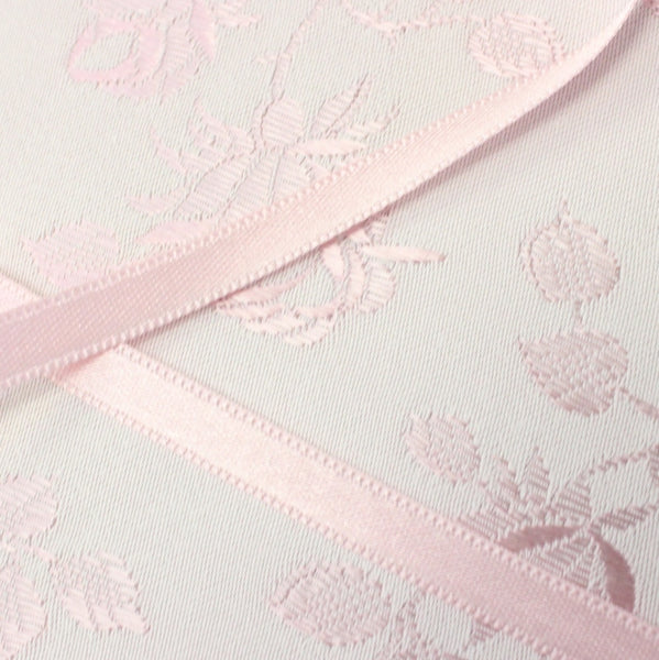 pale pink satin corset lacing ribbon with pale pink brocade coutil