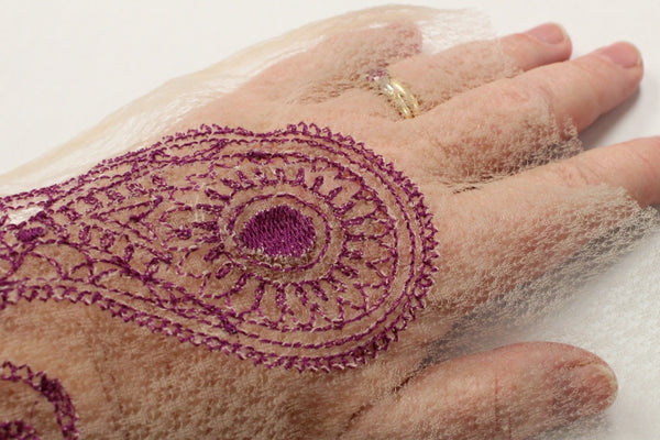 Souffle fabric with custom embroidery