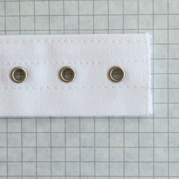 Lacing Tape with bone channels & nickel eyes, White