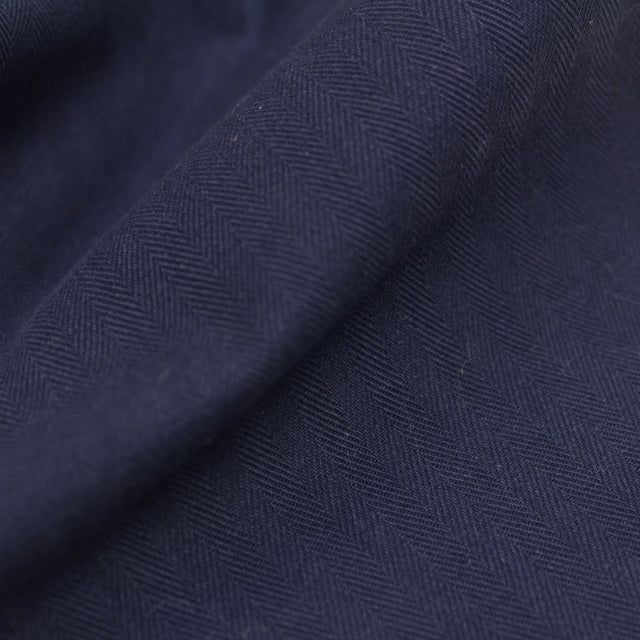 Navy blue coutil in herringbone weave