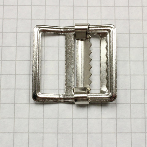 Buckle, slider style w. teeth, nickel 1"