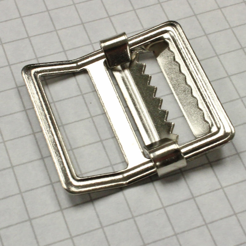 Buckle, slider style w. teeth, nickel 1